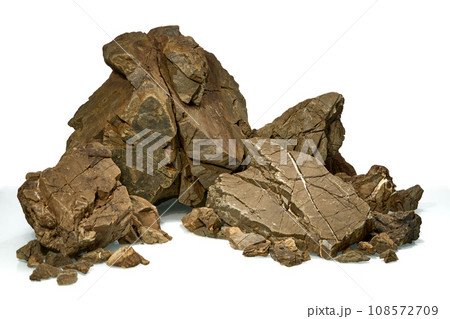 Isolated Frodo stone for aquascaping aquarium on the white background. Very rough textured stones. Isolated Frodo stone for aquascaping aquarium on the white background. Very rough textured stones. 108572709