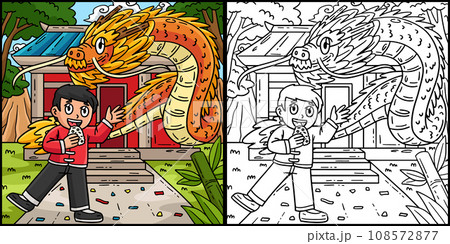Year of the Dragon Child and Dragon Illustrationのイラスト素材 [108572877] - PIXTA
