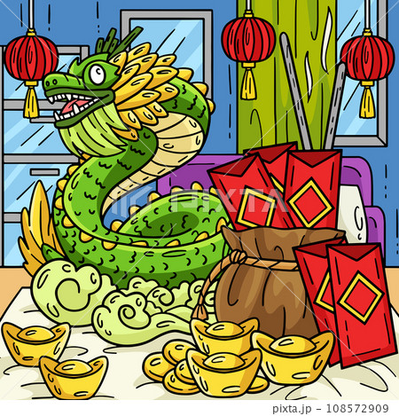 Year of the Dragon Statue and Angpao Colored Year of the Dragon Statue and Angpao Colored 108572909