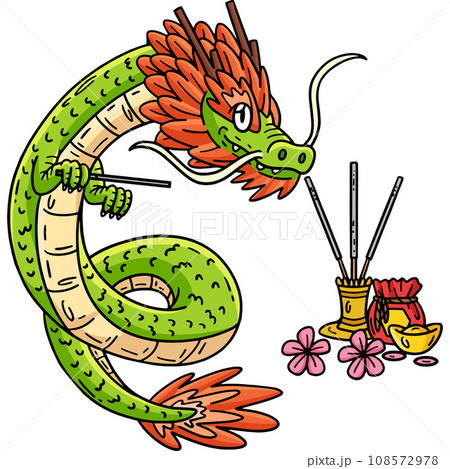 Year of the Dragon Lighting Incense Clipart 108572978