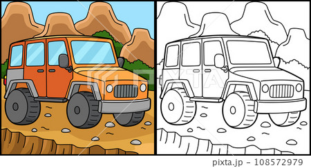 Off Road Vehicle Coloring Page Illustration 108572979