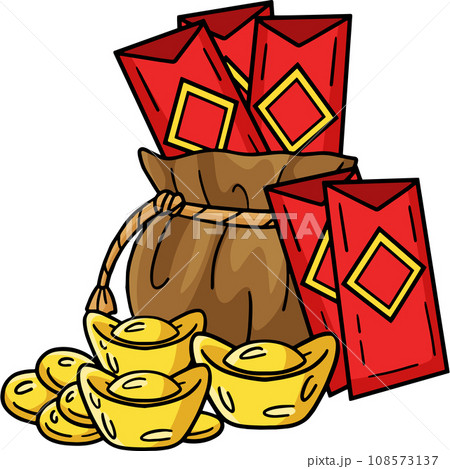 Year of the Dragon Angpao and Gold Ingot Clipart Year of the Dragon Angpao and Gold Ingot Clipart 108573137