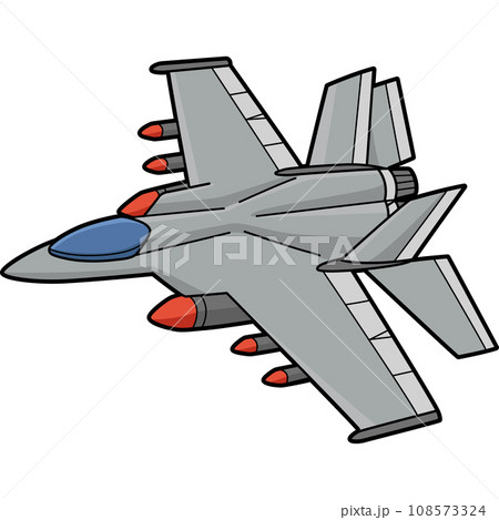 Jet Fighter Vehicle Cartoon Colored Clipart 108573324
