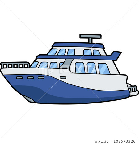 Yacht Vehicle Cartoon Colored Clipart Illustration 108573326