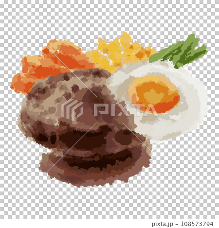 Illustration of a set of hamburger steak and fried egg vector Illustration of a set of hamburger steak and fried egg vector 108573794