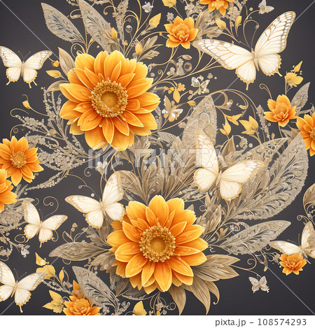 floral butterfly orange realistic background wallpaper floral butterfly orange realistic background wallpaper 108574293