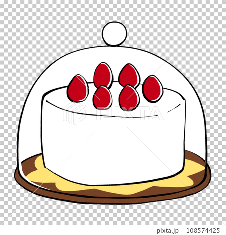Strawberry shortcake in a wood and glass cake dome Strawberry shortcake in a wood and glass cake dome 108574425