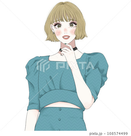 見下す笑顔の女性 108574499