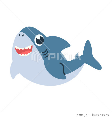 Cute cartoon  baby shark flat 108574575