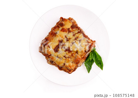 appetizing lasagna on a white background for food delivery site 2 appetizing lasagna on a white background for food delivery site 2 108575148