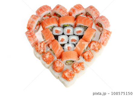 a set of heart-shaped rolls on a white background for a food delivery site 1 a set of heart-shaped rolls on a white background for a food delivery site 1 108575150