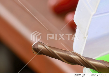 Close-up scene the used high speed solid end mill tools. 108576608