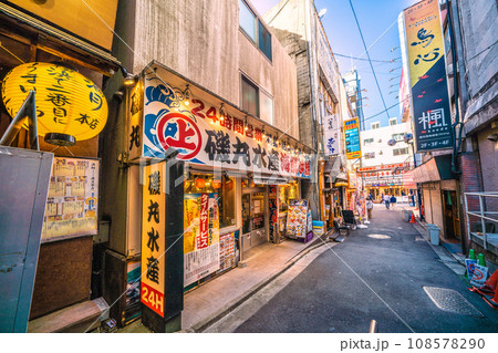 日本の横浜都市景観 11月。横浜駅前の「横浜駅西口 ゴールデン街」(横浜駅西口五番街商店会)を望む 日本の横浜都市景観 11月。横浜駅前の「横浜駅西口 ゴールデン街」(横浜駅西口五番街商店会)を望む 108578290