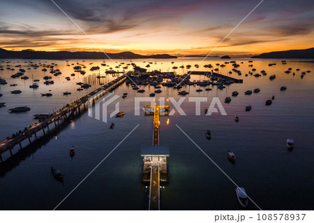 Aerial view of Chalong Pier during sunrise in Phuket, Thailand 108578937