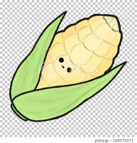 Hand-drawn Cute white Corn, Cute fruit, vegetable, character design in doodle style Hand-drawn Cute white Corn, Cute fruit, vegetable, character design in doodle style 108579371