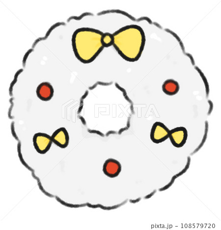 Cute White Christmas wreath Doodle element, Festival signs and symbols, Hand drawn in doodle style 108579720