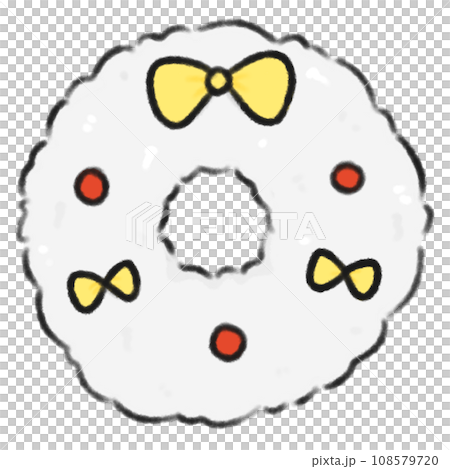 Cute White Christmas wreath Doodle element, Festival signs and symbols, Hand drawn in doodle style 108579720