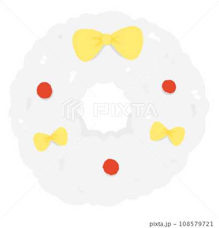 Cute White Christmas wreath Doodle element, Festival signs and symbols, Hand drawn in doodle style 108579721