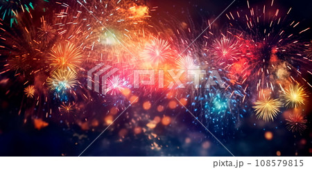 Fireworks of Celebration holiday celebrations with resembling , capturing the spirit of revelry. 108579815