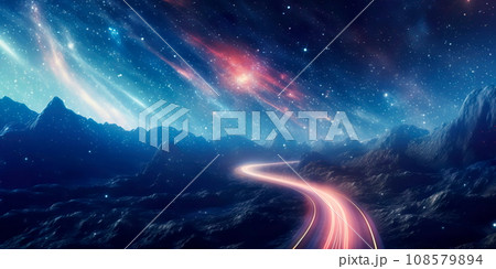 highway winding through space, connecting distant star systems and serving as a cosmic trade route. 108579894