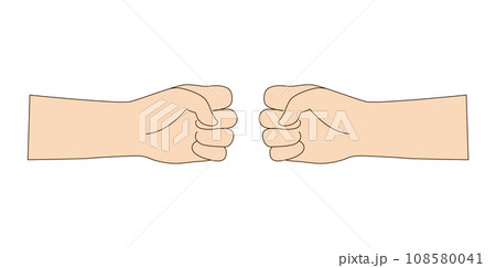 Isolated Hand gesture fists opposite each other. Vector illustration beige color. 108580041
