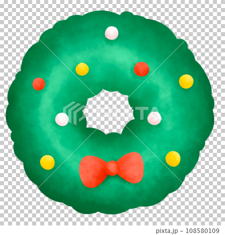 Christmas wreath watercolor illustration, Cute Doodle element 108580109
