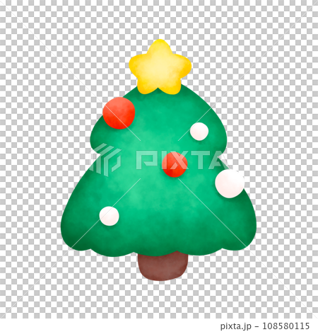 Christmas tree watercolor illustration, Cute Doodle element 108580115