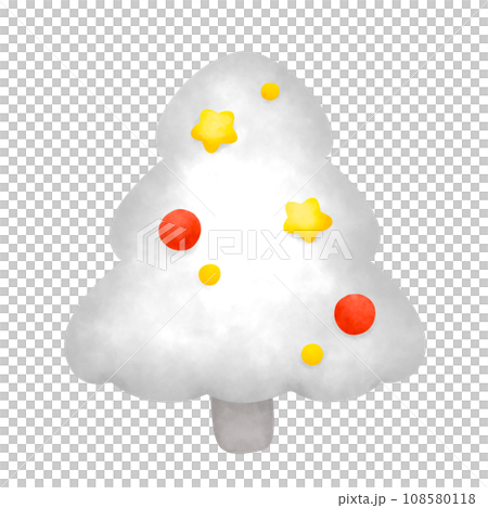 White Christmas tree watercolor illustration, Cute Doodle element White Christmas tree watercolor illustration, Cute Doodle element 108580118