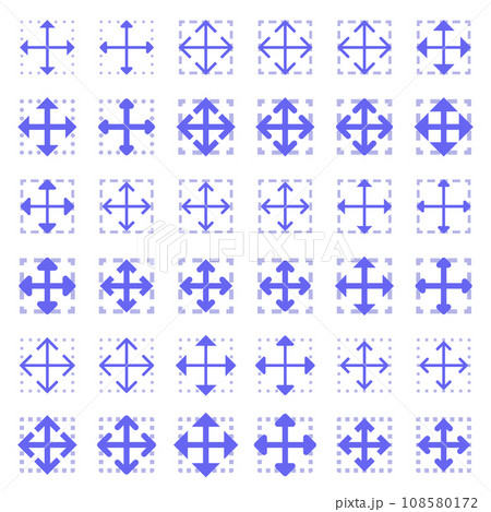 General arrow icons related to area expansion and reduction. 108580172