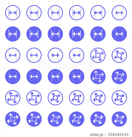 General arrow icons related to area expansion and reduction. 108580193