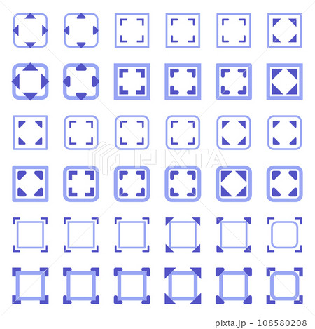 General arrow icons related to area expansion and reduction. 108580208
