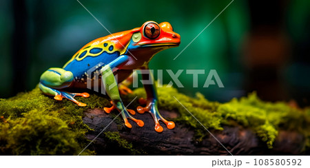 beautiful frogs that live in the Amazon rainforest. Generative AI 108580592