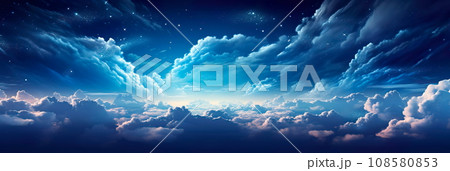 Dreamy Night Sky filled with constellations, shooting stars, and planets 108580853