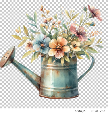 Watercolor a bouquet of flowers. generative ai 108581283