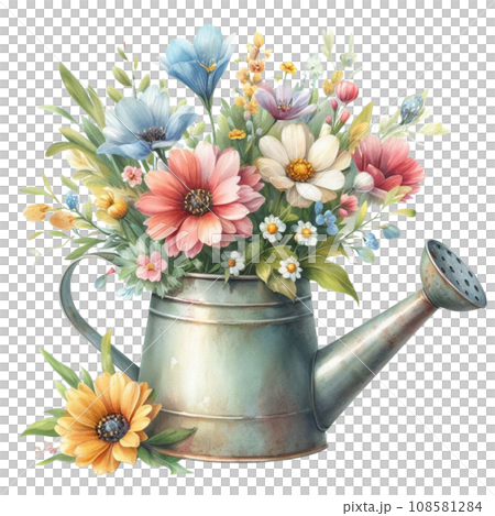 Watercolor a bouquet of flowers. generative ai 108581284