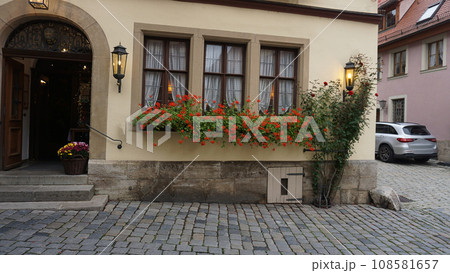 The facades of historical buildings at Rothenburg ob der Tauber where is the fortified city at Germany. The facades of historical buildings at Rothenburg ob der Tauber where is the fortified city at Germany. 108581657