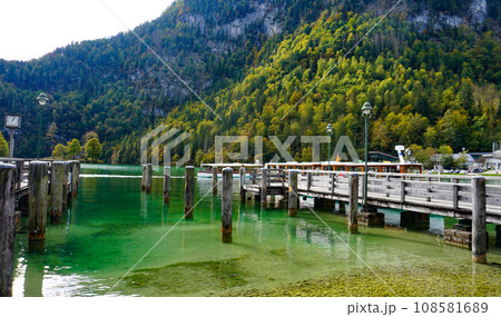 Konigsee, Germany - lake surrounded with mountains, Berchtesgaden National Park, Bavaria, Germany 108581689