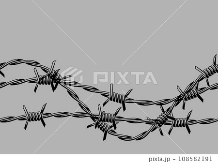 Barbed wire seamless pattern. Sharp barbwire border chain. Barbed wire seamless pattern. Sharp barbwire border chain. 108582191