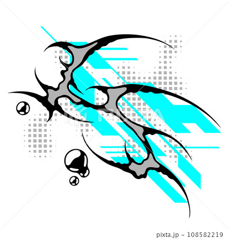 Cyber sigilism poster. Neo tribal gothic style shape. Cyber sigilism poster. Neo tribal gothic style shape. 108582219