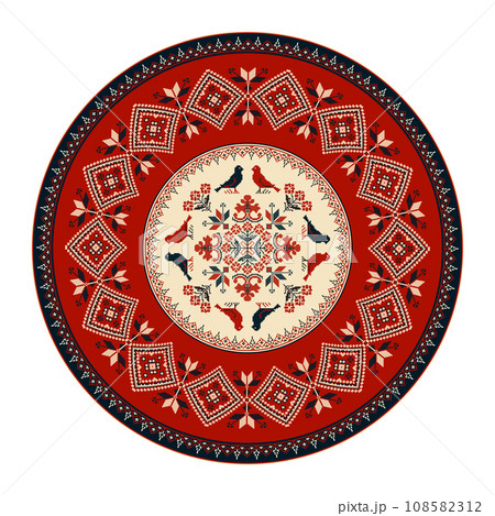 Traditional Polish embroidery round symbol 5 108582312