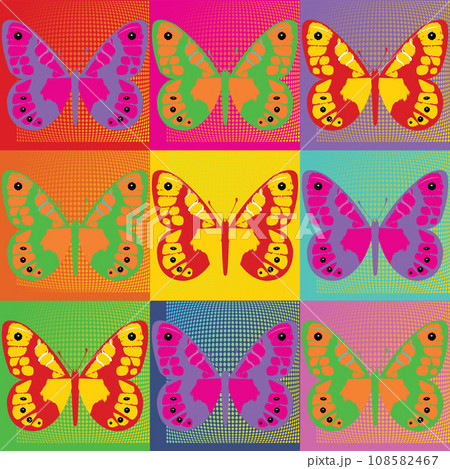 Multicolored butterfly with a multicolored background Multicolored butterfly with a multicolored background 108582467