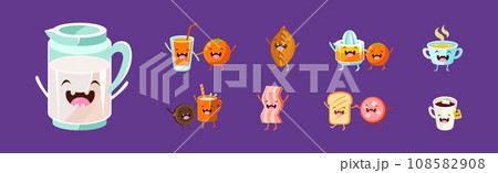 Cute Kawaii Food and Nutrition Item Vector Set 108582908