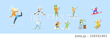 People Characters Enjoy Winter and Winter Activity Vector Set People Characters Enjoy Winter and Winter Activity Vector Set 108582965
