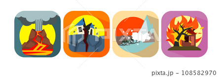 Natural Disaster and Hazard or Catastrophe Scene Vector Set Natural Disaster and Hazard or Catastrophe Scene Vector Set 108582970