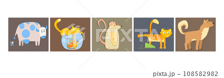 Funny Pets with Action and Emotion Vector Set Funny Pets with Action and Emotion Vector Set 108582982