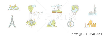 Tourism and Travel on Vacation Object and Element Vector Set Tourism and Travel on Vacation Object and Element Vector Set 108583041