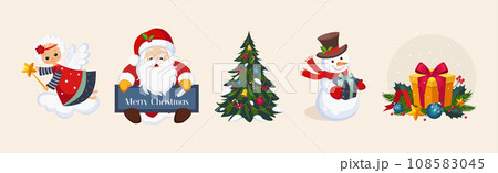 Christmas and Winter Holiday Bright Object and Symbol Vector Set Christmas and Winter Holiday Bright Object and Symbol Vector Set 108583045