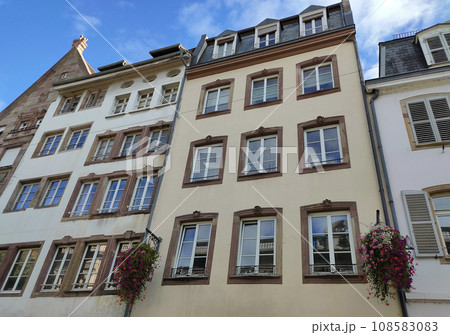 Historic old facade in downtown of Strasbourg, France, 108583083