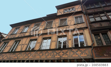 Historic wooden facade in downtown of Strasbourg, France, 108583663