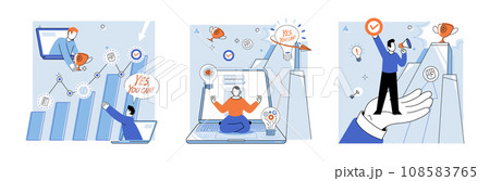Motivation vector illustration. Accomplishing personal goals brings profound sense achievement and fulfillment Taking decisive action is paramount in surmounting difficulties and attaining success Motivation vector illustration. Accomplishing personal goals brings profound sense achievement and fulfillment Taking decisive action is paramount in surmounting difficulties and attaining success 108583765